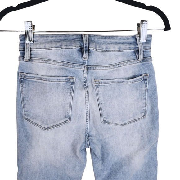 Frame Le One Skinny 26 / 1 Women Light Blue Faded Raw Hem‎ Whiskering Stretch - Picture 5 of 11